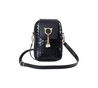 FuninCrea Sac à Bandoulière pour Téléphone, Petit Sacoche Telephone Portable Femmes avec Pendentif en Perle, Pochette Telephone Portable Sac Telephone Portable Femme avec Bretelles Réglables (noir)