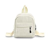 FuninCrea Sac à dos en velours côtelé pour femme - Petit sac à dos mignon avec 2 poches zippées - Petit sac à dos pour femmes et filles - Léger - Avec sangle réglable pour les voyages, Blanc., S