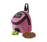 FuninCrea Sac à Friandises pour Chien avec Distributeur de Sac Déjections Canines Intégré Pochette de Dressage pour Promener en Tissu Oxford Sac de Chien pour Voyage et Dressage en Plein Air (Rouge)
