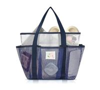 FuninCrea Sac de douche en maille à séchage rapide - 8 poches - Pour ranger des produits de toilette - Pliable - Pour la plage, la natation, les voyages, noir foncé