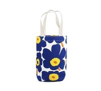 FuninCrea Sac fourre-tout en toile réutilisable - Léger - Petit sac à main pour femme - Avec poignées épaisses et motif floral - Pour tasses isothermes, tasses à café, boîtes à déjeuner, bleu