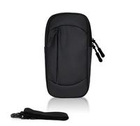 FuninCrea Support de téléphone portable avec sangle amovible, 2 poches zippées, sac de transport pour téléphone portable, jogging, en cuir synthétique, avec fermeture éclair silencieuse pour la course