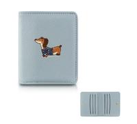 FuninCrea Teckel Portefeuille pour femme avec 8 emplacements pour cartes de crédit, portefeuille fin en cuir synthétique pour femme, petit sac à main pour femme avec bouton-pression, bleu, S, Moderne