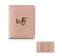 FuninCrea Teckel Portefeuille pour femme avec 8 emplacements pour cartes de crédit, portefeuille fin en cuir synthétique pour femme, petit sac à main pour femme avec bouton-pression, rose, S, Moderne