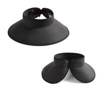 FuninCrea Visiere Femme Soleil Casquette Visiere à Large Bord avec Sac de Rangement, Chapeau Anti UV Femme Pliable et Emportable Chapeau de Paille à Toit Ouvert pour Vacances Voyage Plage (Noir)