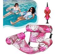 FunInflatable Pool Lounge Chaises flottantes pour adultes, thème tropical, chaise longue flottante légère pliable en PVC, pour fête, été, plage, lac, amusant, facile à gonfler et à ranger (rose)