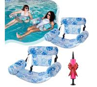 FunInflatable Pool Lounge Chaises flottantes pour adultes, thème tropical, chaise longue flottante légère pliable en PVC, pour fête, été, plage, lac, amusant, facile à gonfler et à ranger (2 pièces