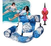 FunInflatable Pool Lounge Chaises flottantes pour adultes, thème tropical, chaise longue flottante légère pliable en PVC, pour fête, été, plage, lac, amusant, facile à gonfler et à ranger (bleu foncé)