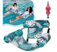 FunInflatable Pool Lounge Chaises flottantes pour adultes, thème tropical, chaise longue flottante légère pliable en PVC, pour fête, été, plage, lac, amusant, facile à gonfler et à ranger (vert foncé)
