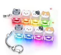FunisFun Lot de 2 claviers en forme de chat pour adultes - Porte-clés silencieux et cliquable avec lumières DEL - Jouet détachable pour soulager le stress, le TDAH, l'autisme (multicolore-2, lot de 2