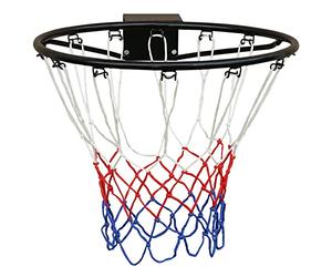 FUNJEPE Anneau de basket-ball solide Taille professionnelle (45 cm) - Filet et fixations murales - Convient pour adultes et enfants - Intérieur et extérieur - Noir
