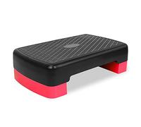 FUNJEPE Stepper à 2 niveaux réglables en hauteur pour entraînement d'aérobic et fitness avec 2 rehausseurs réglables de 10 à 15 cm (rouge)
