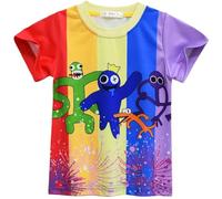 Funjoyz Rainbow T-Shirt Mixte GarçOns Filles Enfant Friends,Amusant 3D Graphique Sweat Dessin Animé éTé Manches Courtes Cosplay ThèMe Costume Mardi Gras NoëL FêTe des Enfants Halloween