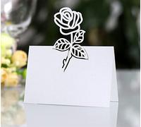Funjxhey Lot de 50 cartons de table, cartes de place, pour anniversaire, mariage, nom, siège, cœur, fête, anniversaire, baptême, blanc