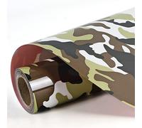 FUNKAKA Vinyle de transfert thermique camouflage HTV - 30,5 cm x 2,7 m - Vinyle de transfert de chaleur, thermocollant pour tissus fer à repasser, (Camouflage-2)