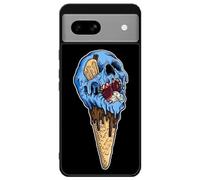 FunKaz Coque pour Google Pixel 8a - Ice Skull - Crâne Glace - Cône Crâne - Skull Art - Coque Noire TPU