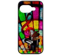 FunKaz Coque pour Google Pixel 9A - clé de Sol Piano - solfège - Musique - Coque Noire TPU