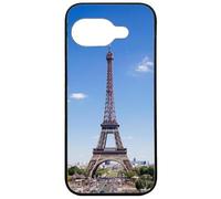 FunKaz Coque pour Google Pixel 9A - Tour Eiffel Paris France - Coque Noire TPU