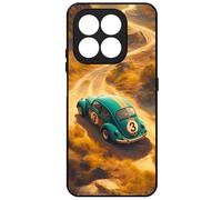 FunKaz Coque pour Honor 400 Smart (5G) - Célèbre Voiture dans Les Pistes du désert américain - Coque Noire TPU