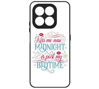 FunKaz Coque pour Honor 400 Smart (5G) - Kiss me Now Midnight is Past My Bedtime Amour Embrasse-Moi - Coque Noire TPU