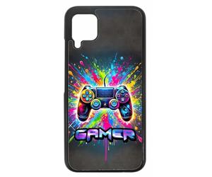 FunKaz Coque pour Huawei P40 Lite/Nova 6 SE - Gamer Manette de Jeu Fond Multicolore - Coque Noire TPU