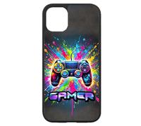 FunKaz Coque pour Iphone 11 - Gamer Manette de Jeu Fond Multicolore - Coque Noire TPU