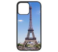 FunKaz Coque pour Iphone 12 Pro Max - Tour Eiffel Paris France - Coque Noire TPU (Compatible Induction)