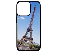 FunKaz Coque pour iPhone 16 Pro Max - Tour Eiffel Paris France - Coque Noire TPU (Compatible Induction)