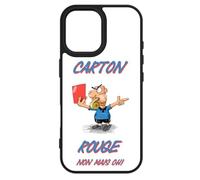FunKaz Coque pour iPhone 17 - Arbitre Carton Rouge, Non mais Oh, Sport Arbitrage - Coque Noire TPU (Compatible Induction)