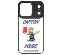 FunKaz Coque pour iPhone 17 Pro - Arbitre Carton Rouge, Non mais Oh, Sport Arbitrage - Coque Noire TPU (Compatible Induction)