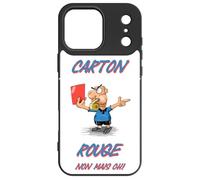 FunKaz Coque pour iPhone 17 Pro Max - Arbitre Carton Rouge, Non mais Oh, Sport Arbitrage - Coque Noire TPU (Compatible Induction)