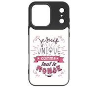 FunKaz Coque pour iPhone 17 Pro - ProseCafé© Humour : Je suis Unique comme Tout Le Monde - Coque Noire TPU (Compatible Induction)