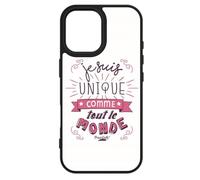 FunKaz Coque pour iPhone 17 - ProseCafé© Humour : Je suis Unique comme Tout Le Monde - Coque Noire TPU (Compatible Induction)