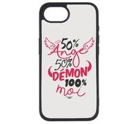 FunKaz Coque pour iPhone 17e - ProseCafé© Humour : 50% Ange 50% Démon 100% Moi - Coque Noire TPU