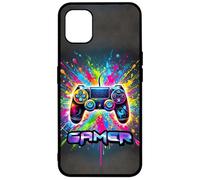 FunKaz Coque pour Nothing Phone (1) - Gamer Manette de Jeu Fond Multicolore - Coque Noire TPU