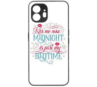 FunKaz Coque pour Nothing Phone (2) - Kiss me Now Midnight is Past My Bedtime Amour Embrasse-Moi - Coque Noire TPU