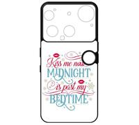 FunKaz Coque pour Nothing Phone (3) - Kiss me Now Midnight is Past My Bedtime Amour Embrasse-Moi - Coque Noire TPU