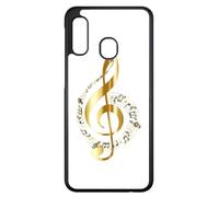 FunKaz Coque pour Samsung Galaxy A20e - clé de Sol - solfège Musique - Musicien - Coque Noire TPU