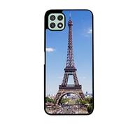 FunKaz Coque pour Samsung Galaxy A22-5G - Tour Eiffel Paris France - Coque Noire TPU