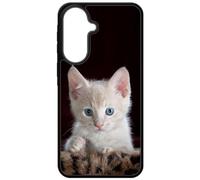 FunKaz Coque pour Samsung Galaxy A37-5G - Bébé Chat Tout Mignon - Chaton Yeux Bleus - Coque Noire TPU