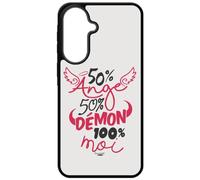 FunKaz Coque pour Samsung Galaxy A37-5G - ProseCafé© Humour : 50% Ange 50% Démon 100% Moi - Coque Noire TPU