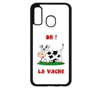 FunKaz Coque pour Samsung Galaxy A40 - Oh la Vache - Humour - Coque Noire TPU