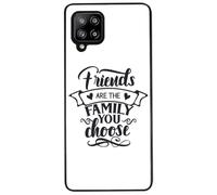 FunKaz Coque pour Samsung Galaxy A42 5G - Friends are The Family You Choose - Citation Amis Famille - Coque Noire TPU