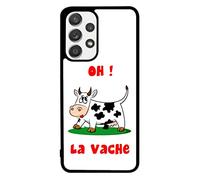 FunKaz Coque pour Samsung Galaxy A53 5G - Oh la Vache - Humour - Coque Noire TPU