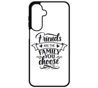 FunKaz Coque pour Samsung Galaxy M36-5G - Friends are The Family You Choose - Citation Amis Famille - Coque Noire TPU