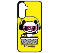 FunKaz Coque pour Samsung Galaxy M36-5G - Panda Boo© DJ Music - thème Humour - Coque Noire TPU