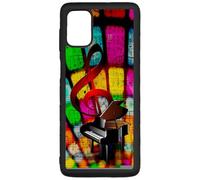 FunKaz Coque pour Samsung Galaxy M51 - clé de Sol Piano - solfège - Musique - Coque Noire TPU