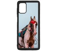 FunKaz Coque pour Samsung Galaxy M51 - décor Cheval Robe Pie - Bride Cavalier - Coque Noire TPU