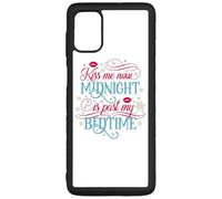 FunKaz Coque pour Samsung Galaxy M51 - Kiss me Now Midnight is Past My Bedtime Amour Embrasse-Moi - Coque Noire TPU