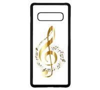 FunKaz Coque pour Samsung Galaxy S10 Plus - clé de Sol - solfège Musique - Musicien - Coque Noire TPU
